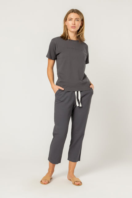 NUDE LUCY EMBR SLOGAN TEE-Washed Navy