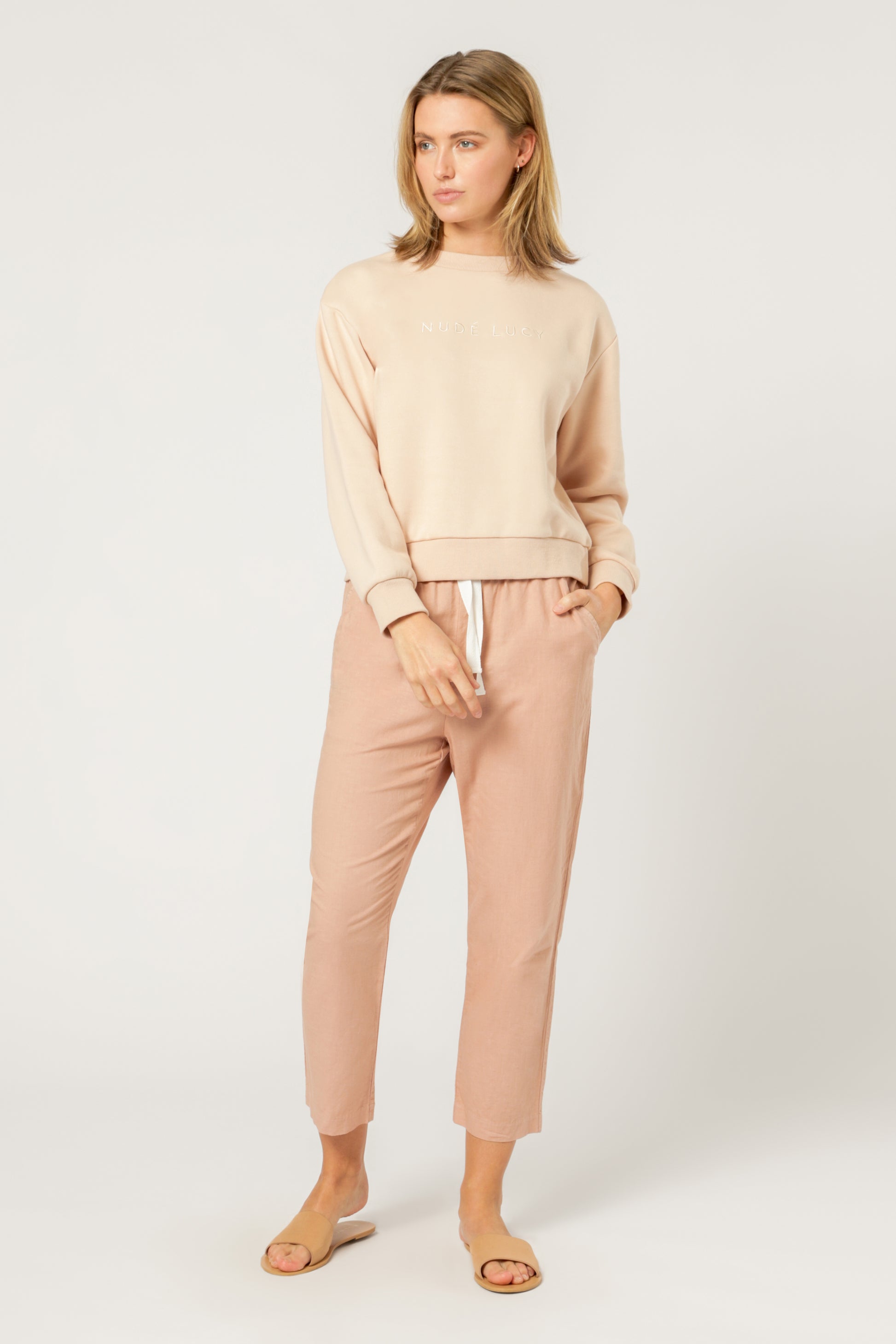 Nude Lucy Nude Lucy embr slogan sweat blush sweats
