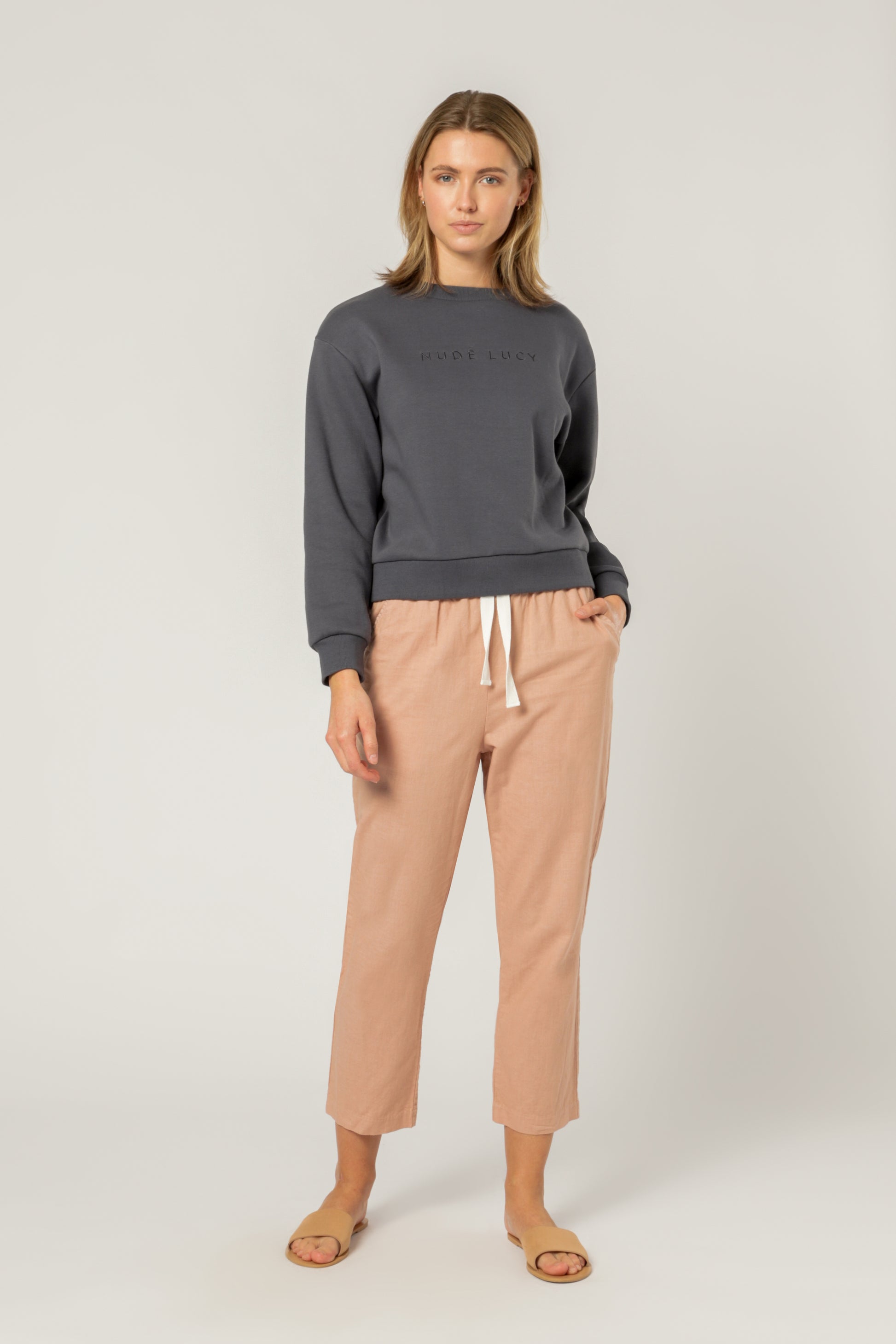 Nude Lucy Nude Lucy Slogan Sweat Washed Navy Sweats 