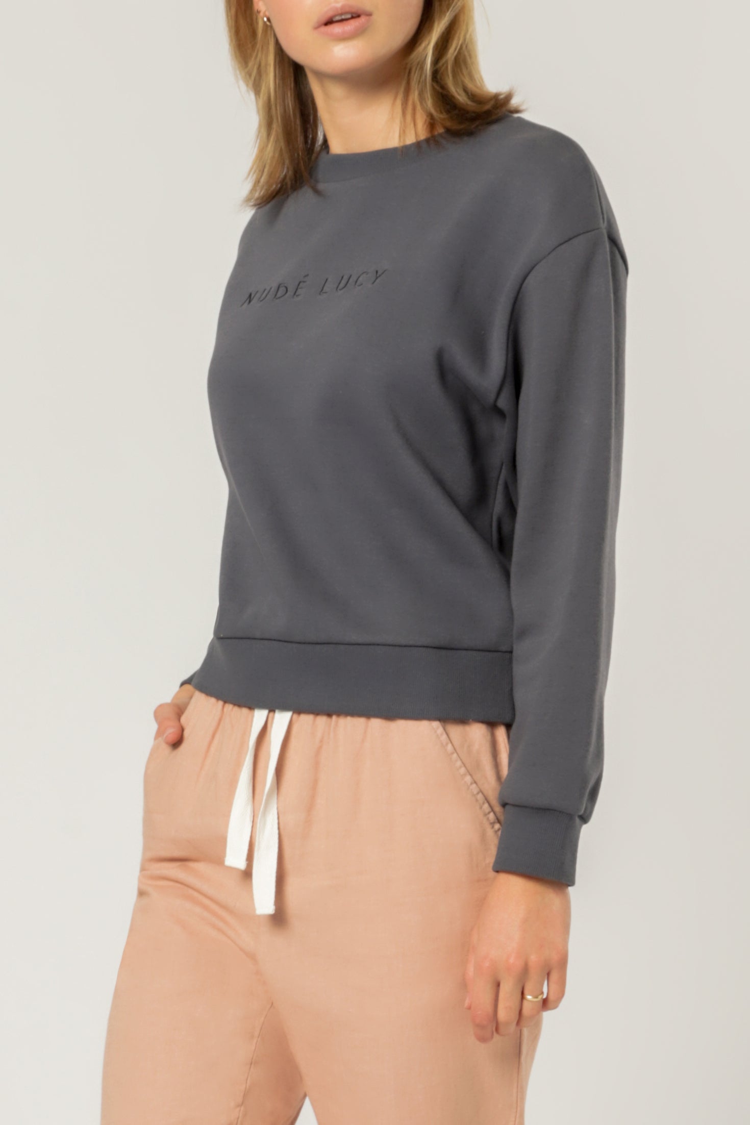 Nude Lucy Nude Lucy Slogan Sweat Washed Navy Sweats 
