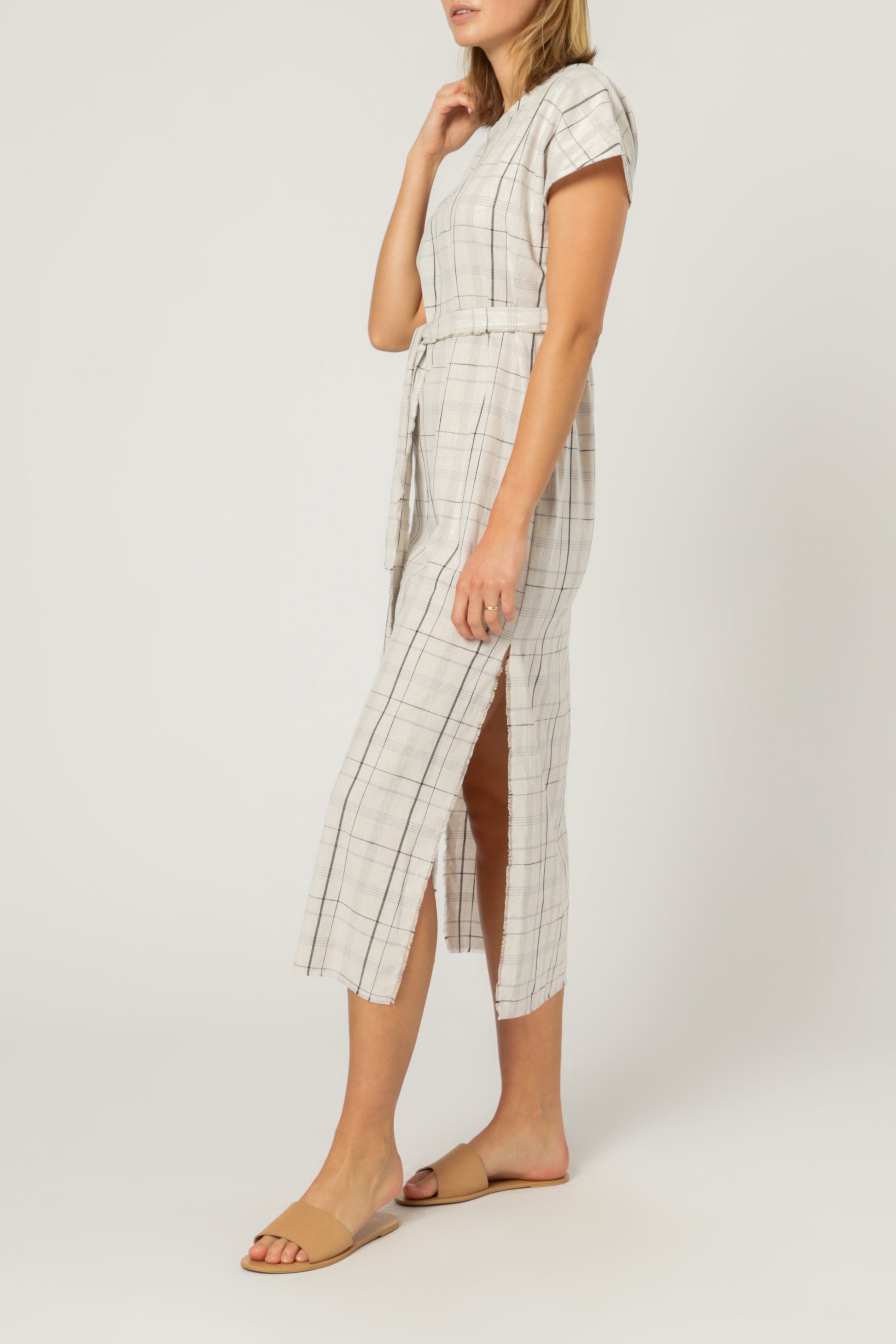 Nude Lucy wren check midi dress check dress