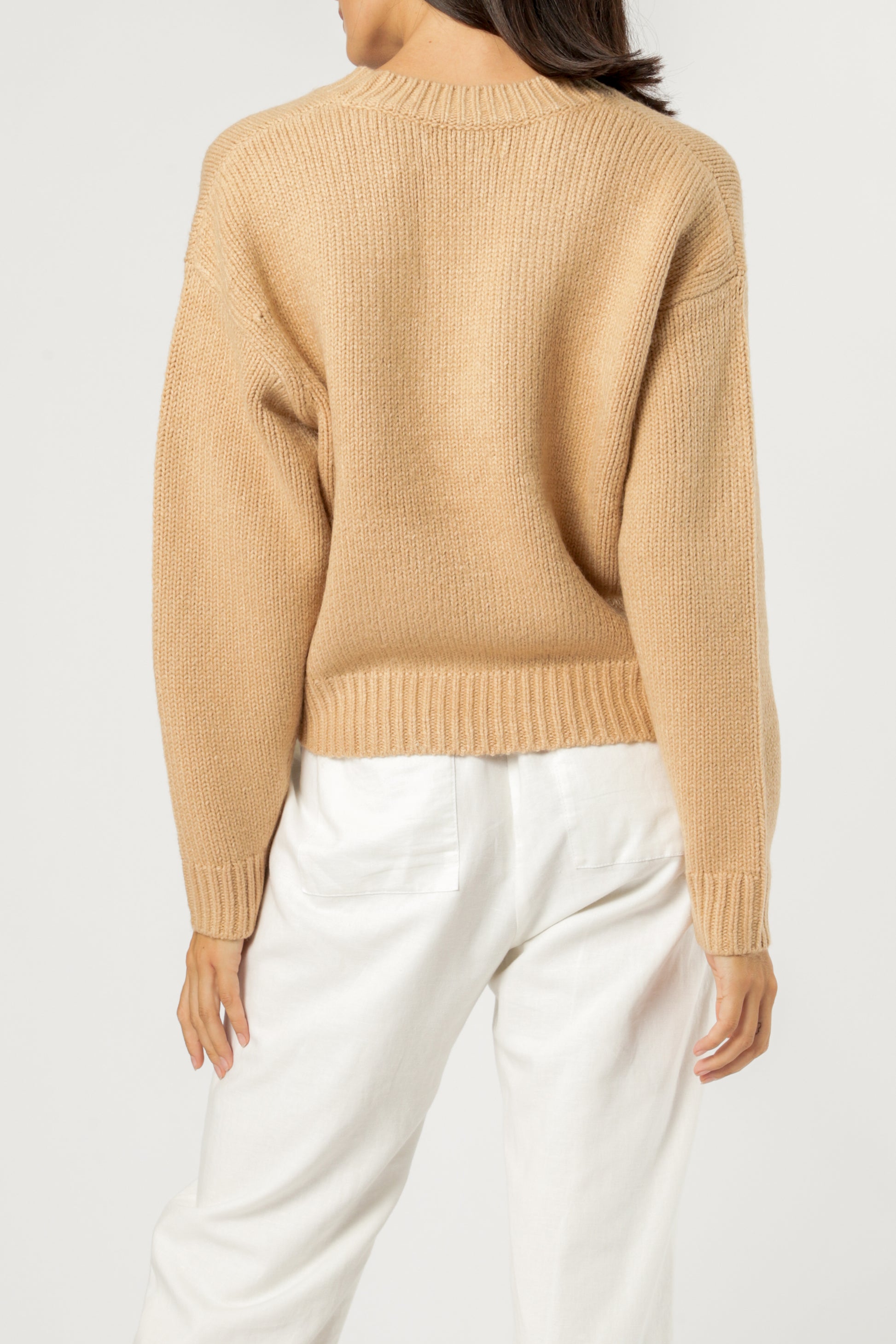 Nude Lucy Gwen V Neck Jumper Sand Knitwear 