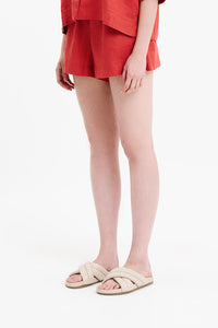 Nude Lucy Lounge Linen Short in a Pink & Orange Toned Coral Colour