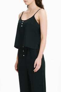 Nude Lucy Lounge Linen Camisole Top in Black