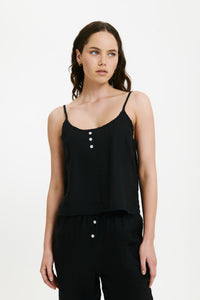 Nude Lucy Lounge Linen Camisole Top in Black