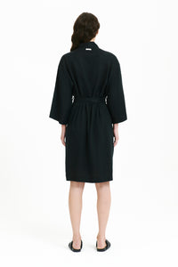 Nude Lucy Nude Lounge Linen Robe in Black