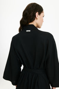 Nude Lucy Nude Lounge Linen Robe in Black