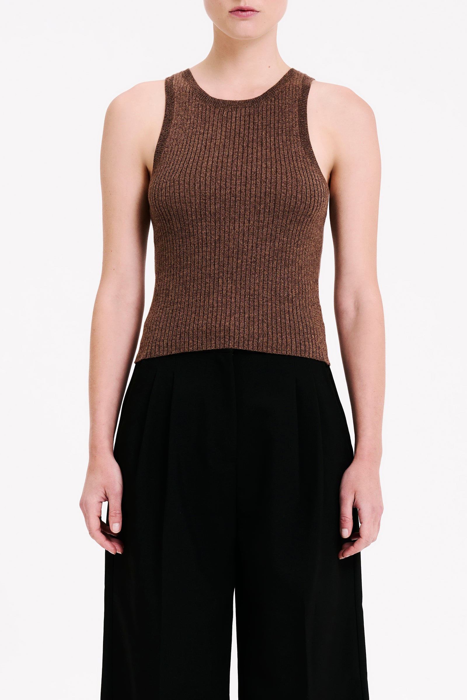 Nude Lucy Nude Classic Knit Tank In A Brown Cola Colour 