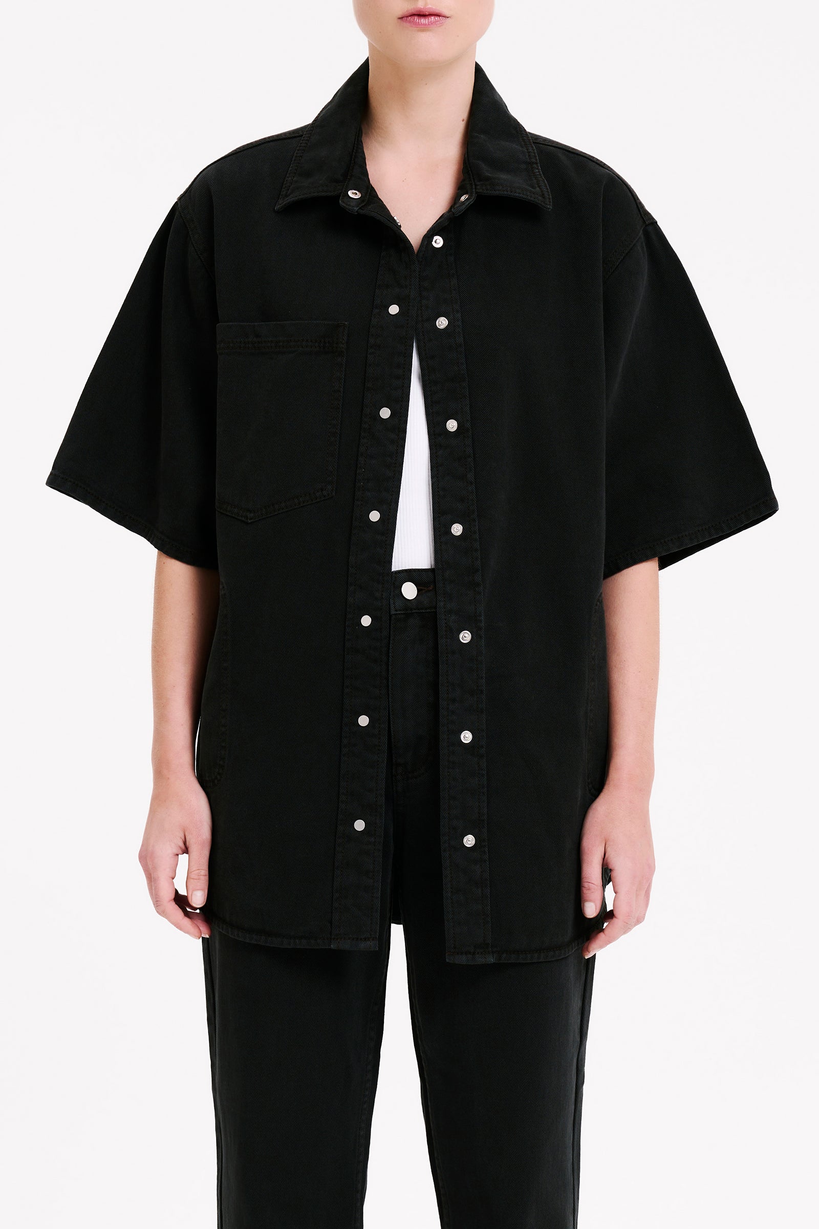 Nude Lucy Blaise Oversized Shirt In A Dark Grey In A Brown Coal Colour 