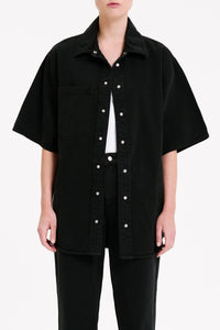 Nude Lucy Blaise Oversized Shirt in a Dark Grey In a Brown Coal Colour