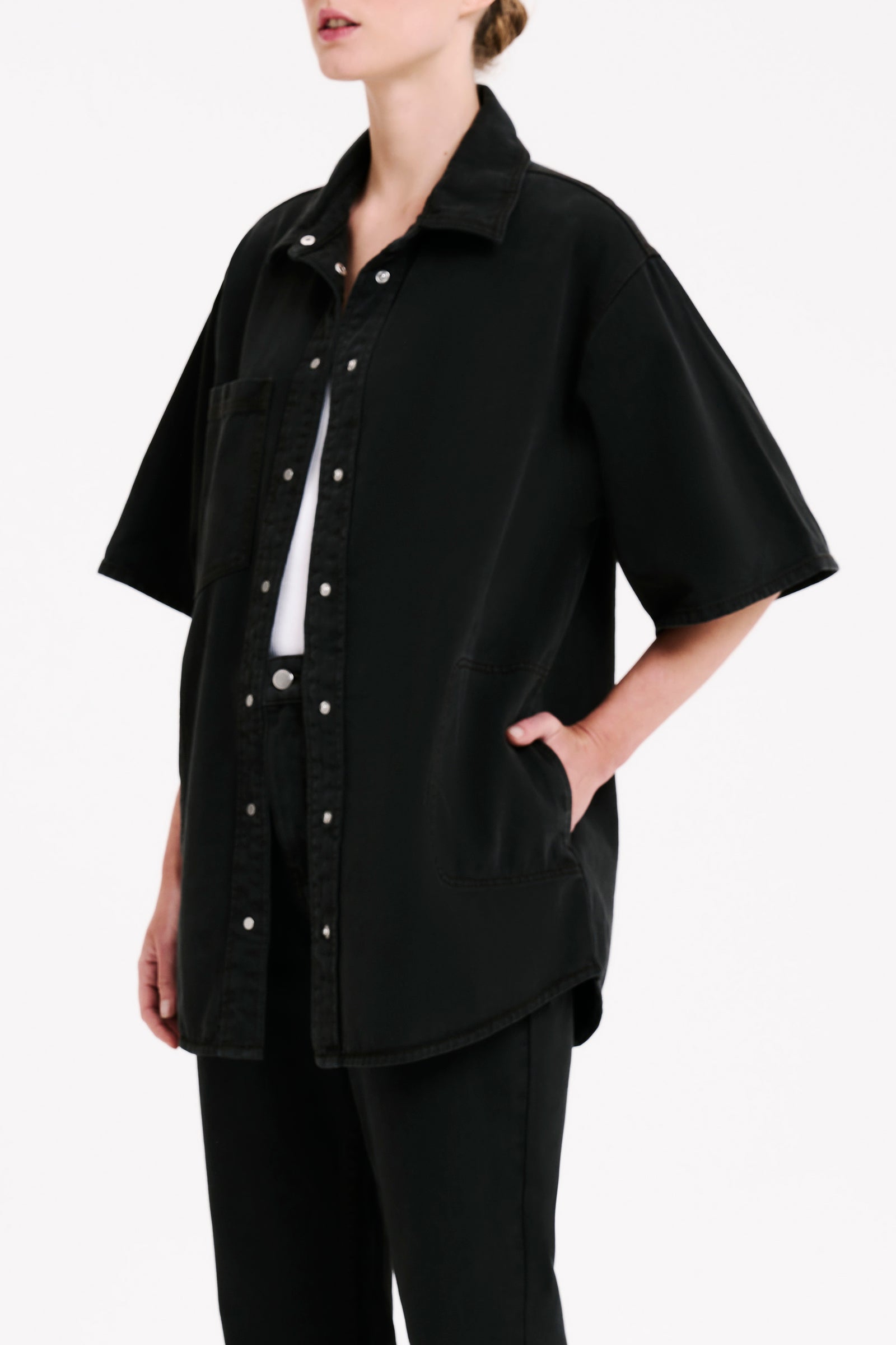 Nude Lucy Blaise Oversized Shirt In A Dark Grey In A Brown Coal Colour 