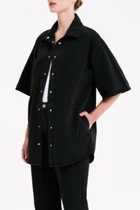 Nude Lucy Blaise Oversized Shirt in a Dark Grey In a Brown Coal Colour