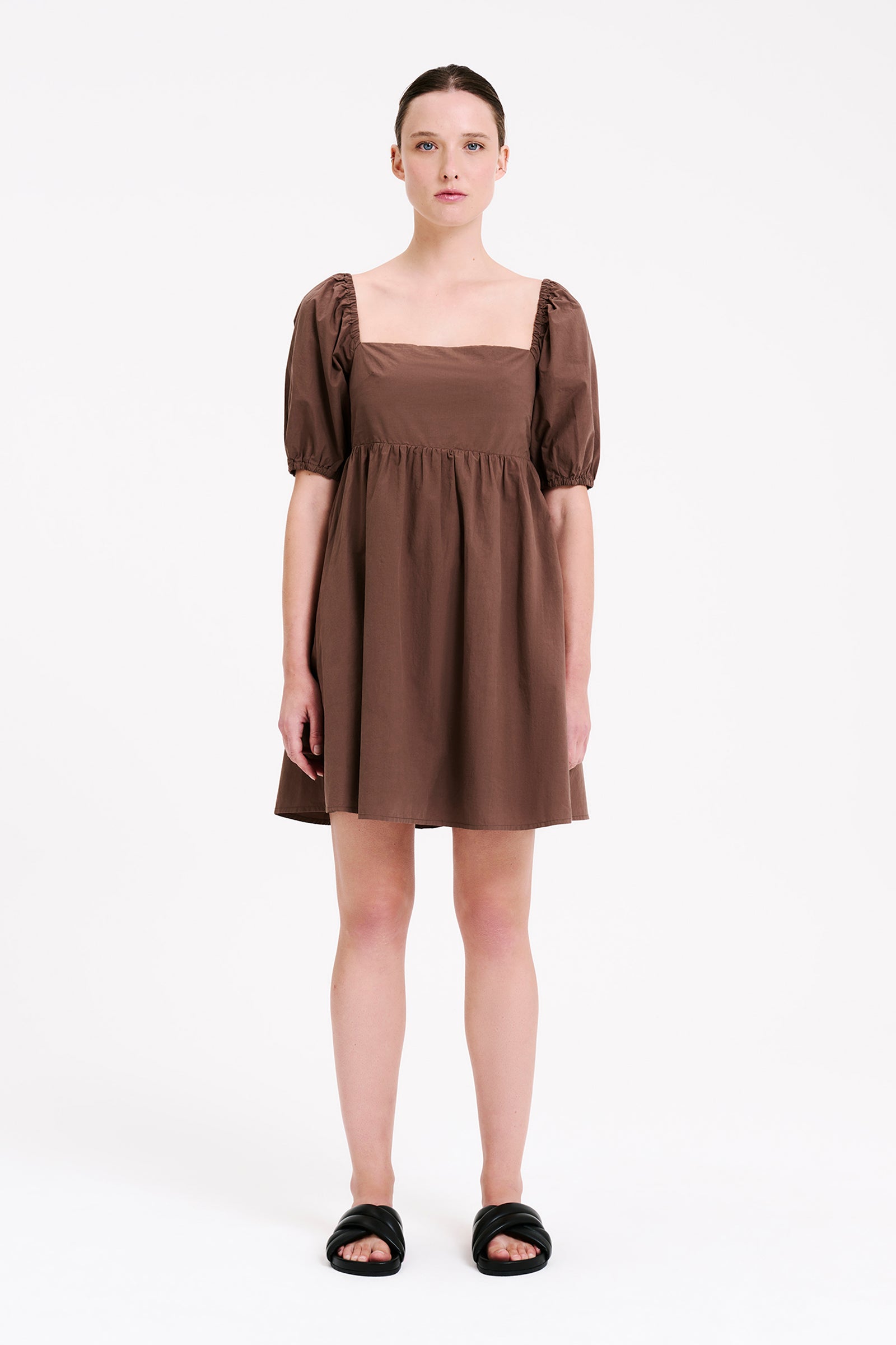 Nude Lucy Alba Mini Dress In A Brown Cola Colour 