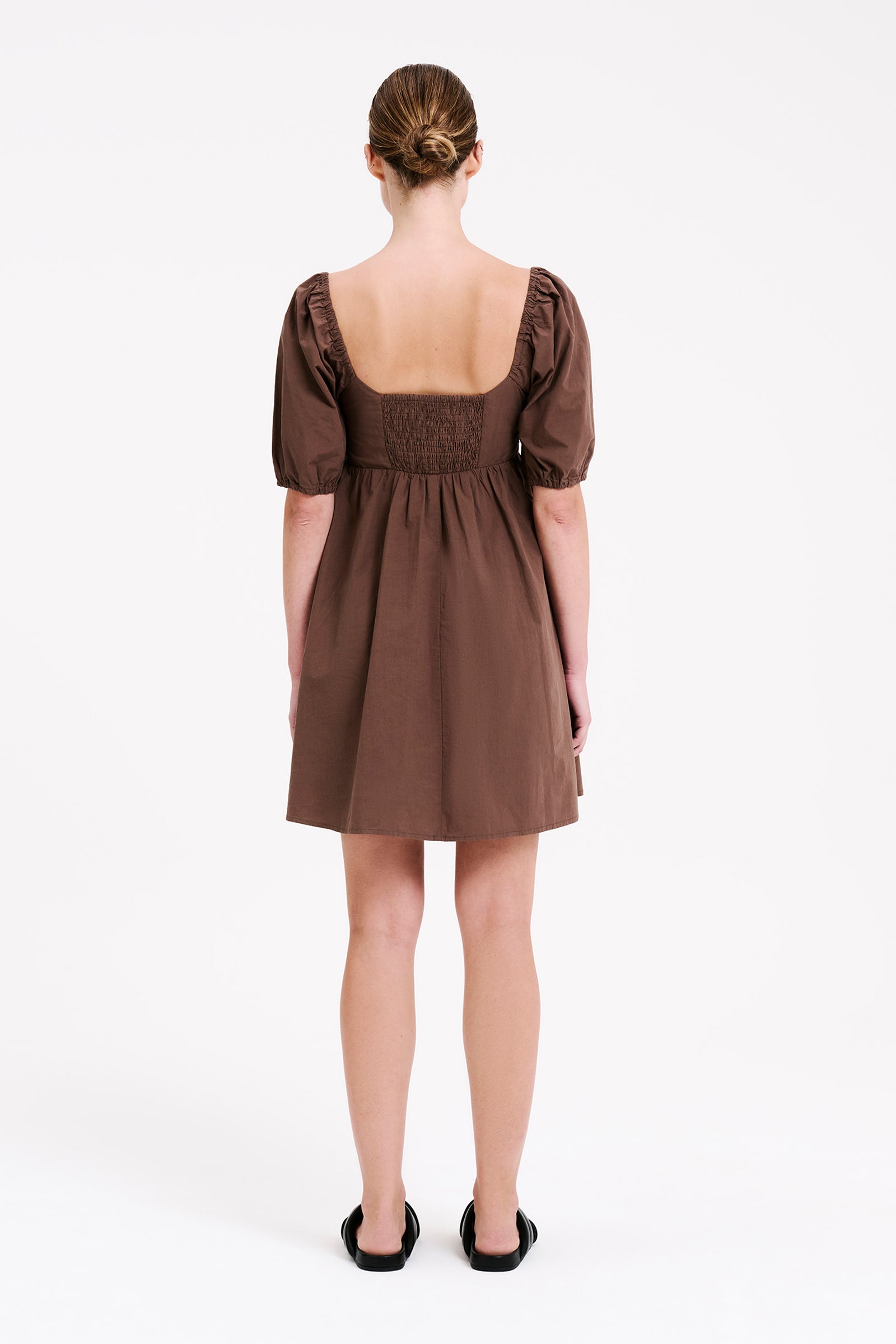 Nude Lucy Alba Mini Dress In A Brown Cola Colour 