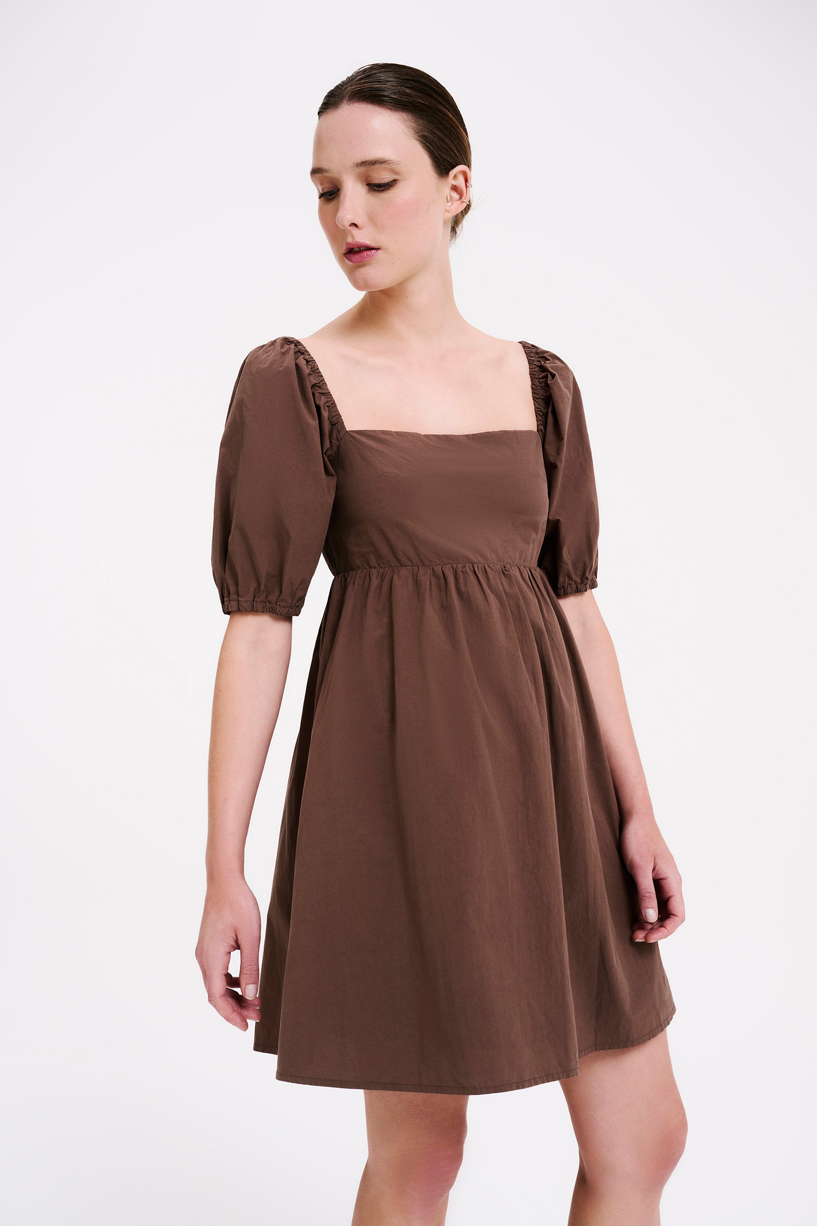 Nude Lucy Alba Mini Dress In A Brown Cola Colour 