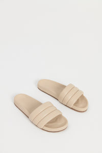 Nude Lucy Classic Leather Slide in Bone