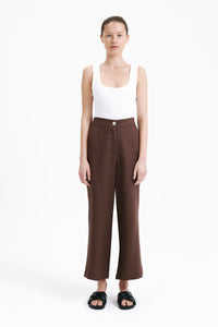 Nude Lucy Rynn Linen Pant in a Brown Chocolate Cacao Colour