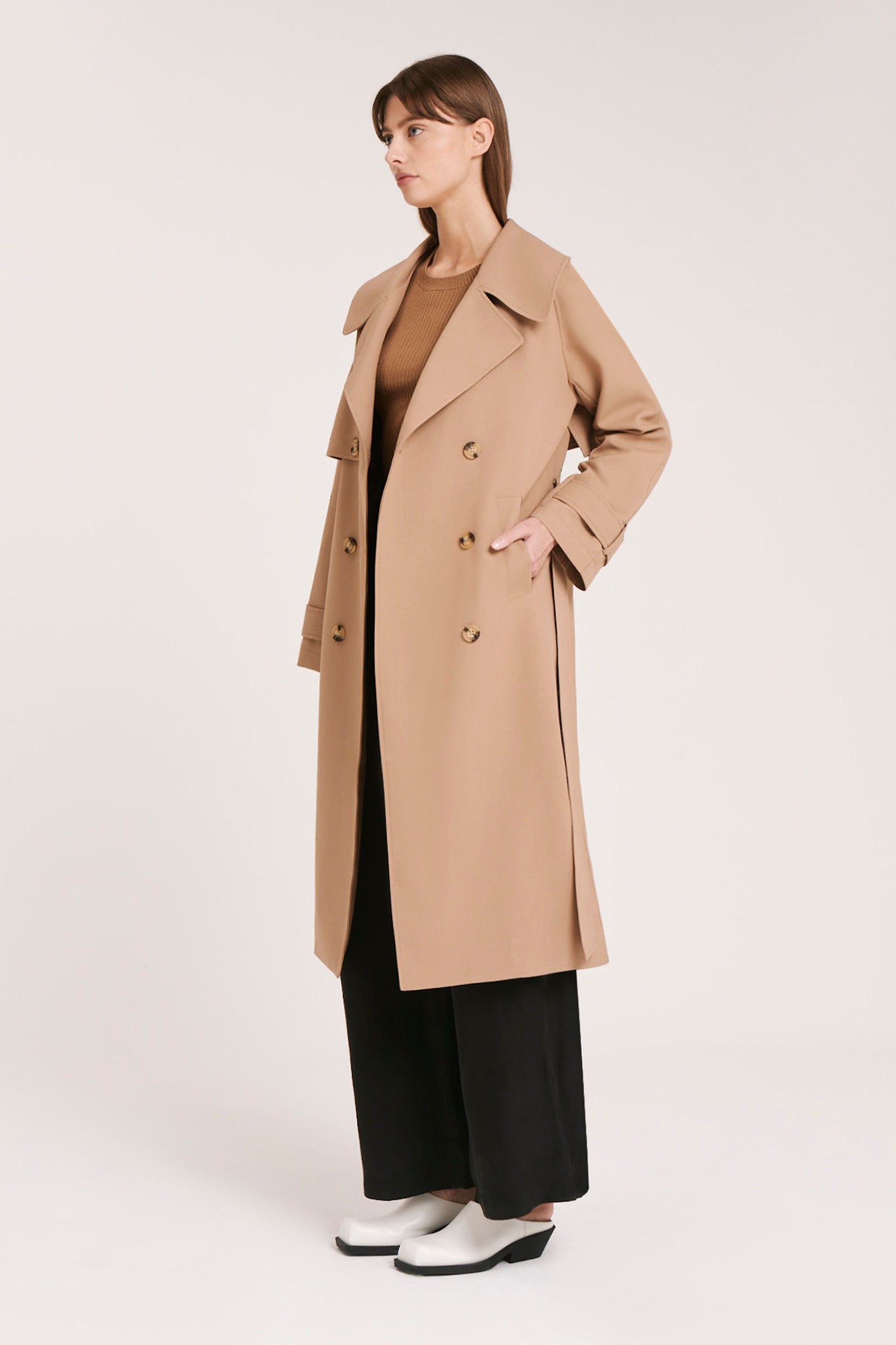 Nude Lucy Camden Trench Coat In A Brown Oak Colour 