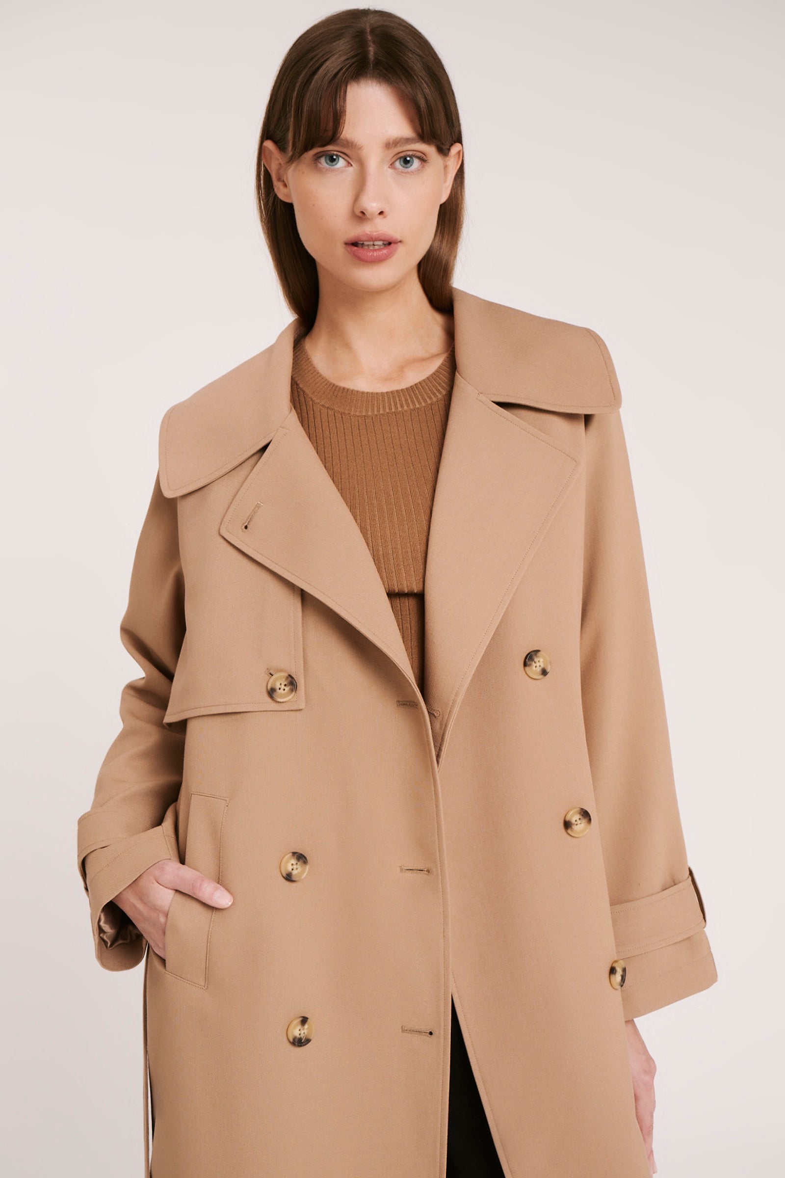 Nude Lucy Camden Trench Coat In A Brown Oak Colour 