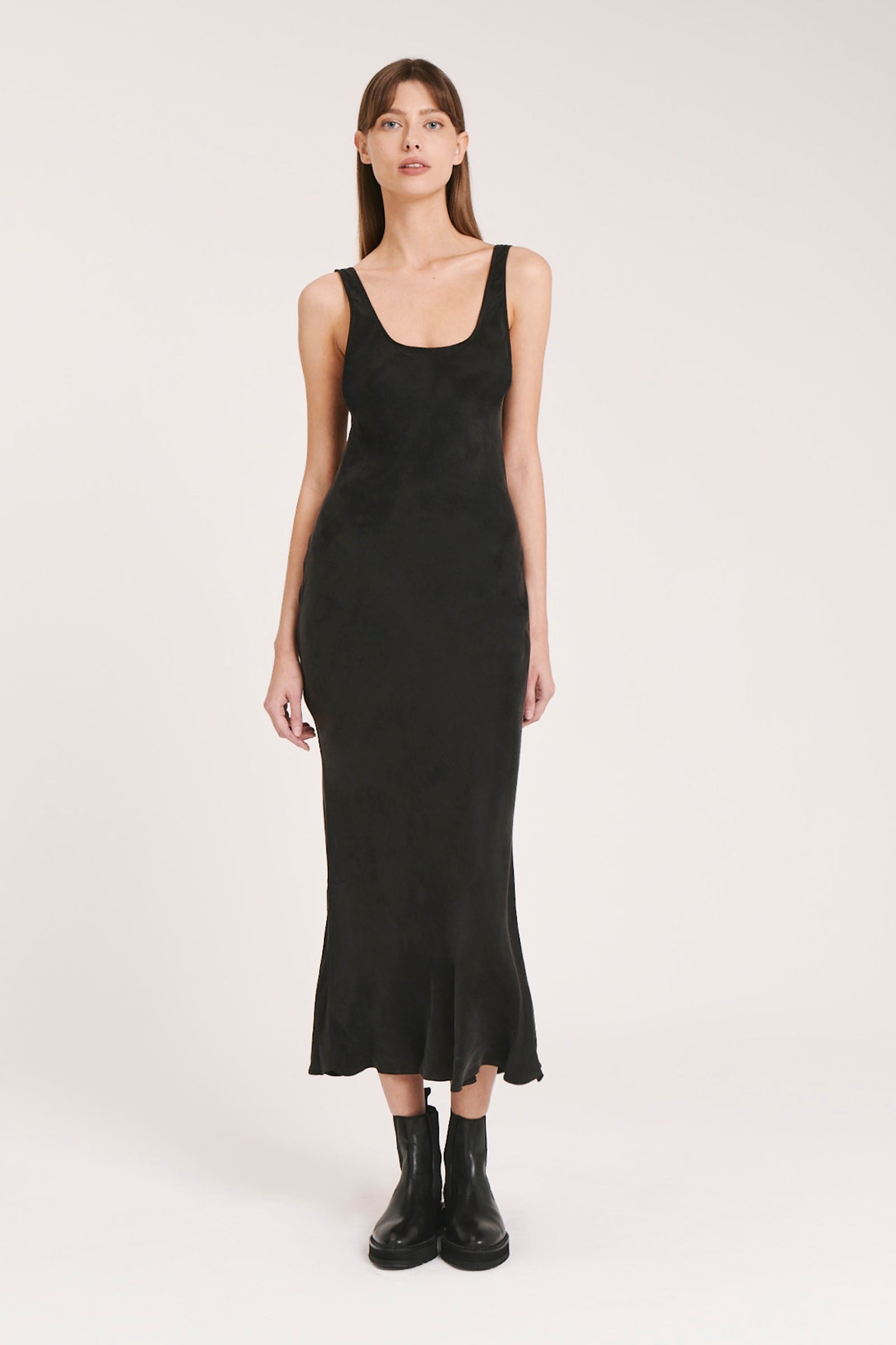 Nude Lucy Ines Cupro Slip Dress In Black 
