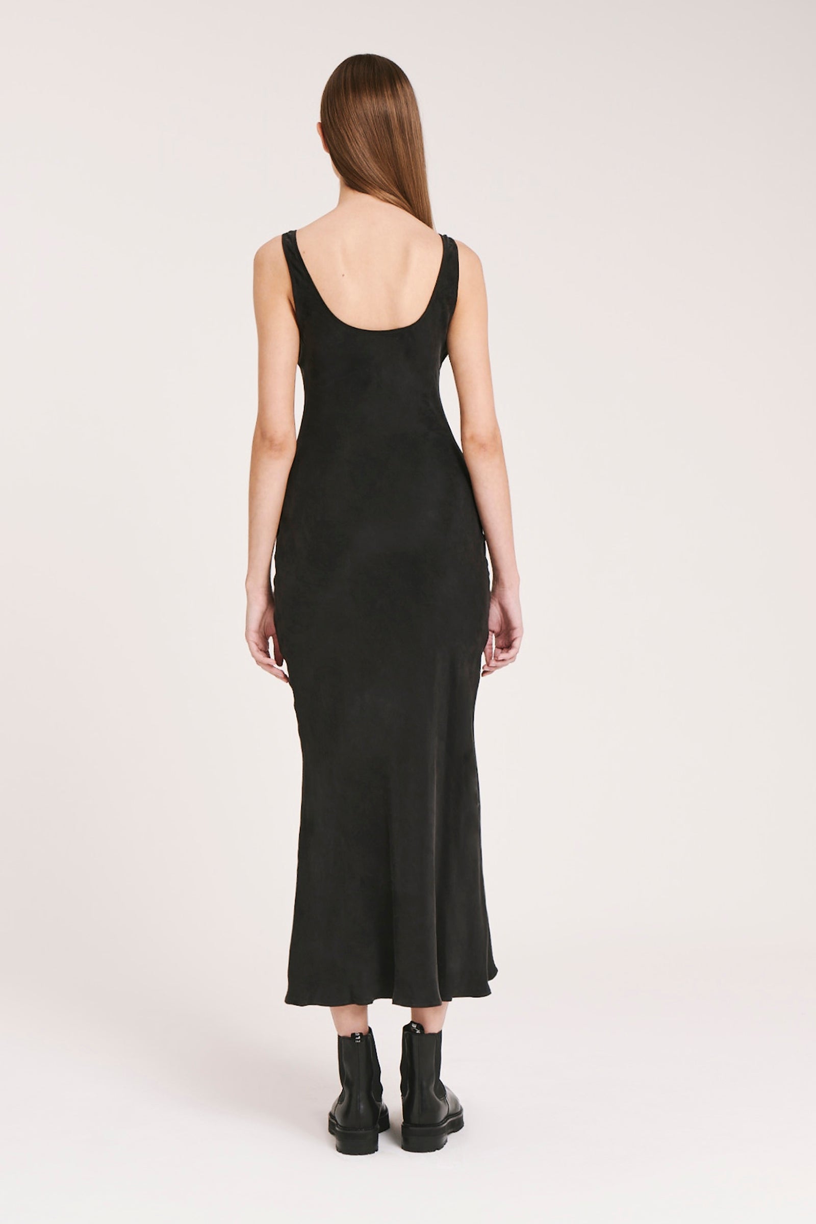 Nude Lucy Ines Cupro Slip Dress In Black 