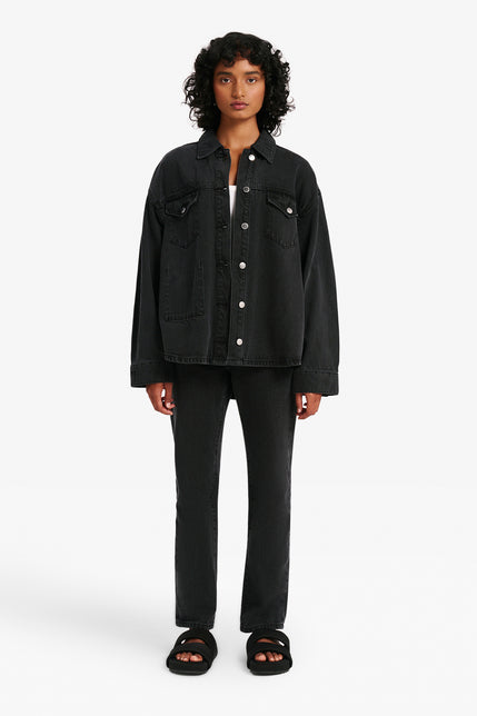 ORGANIC DENIM JACKET-Washed_Black