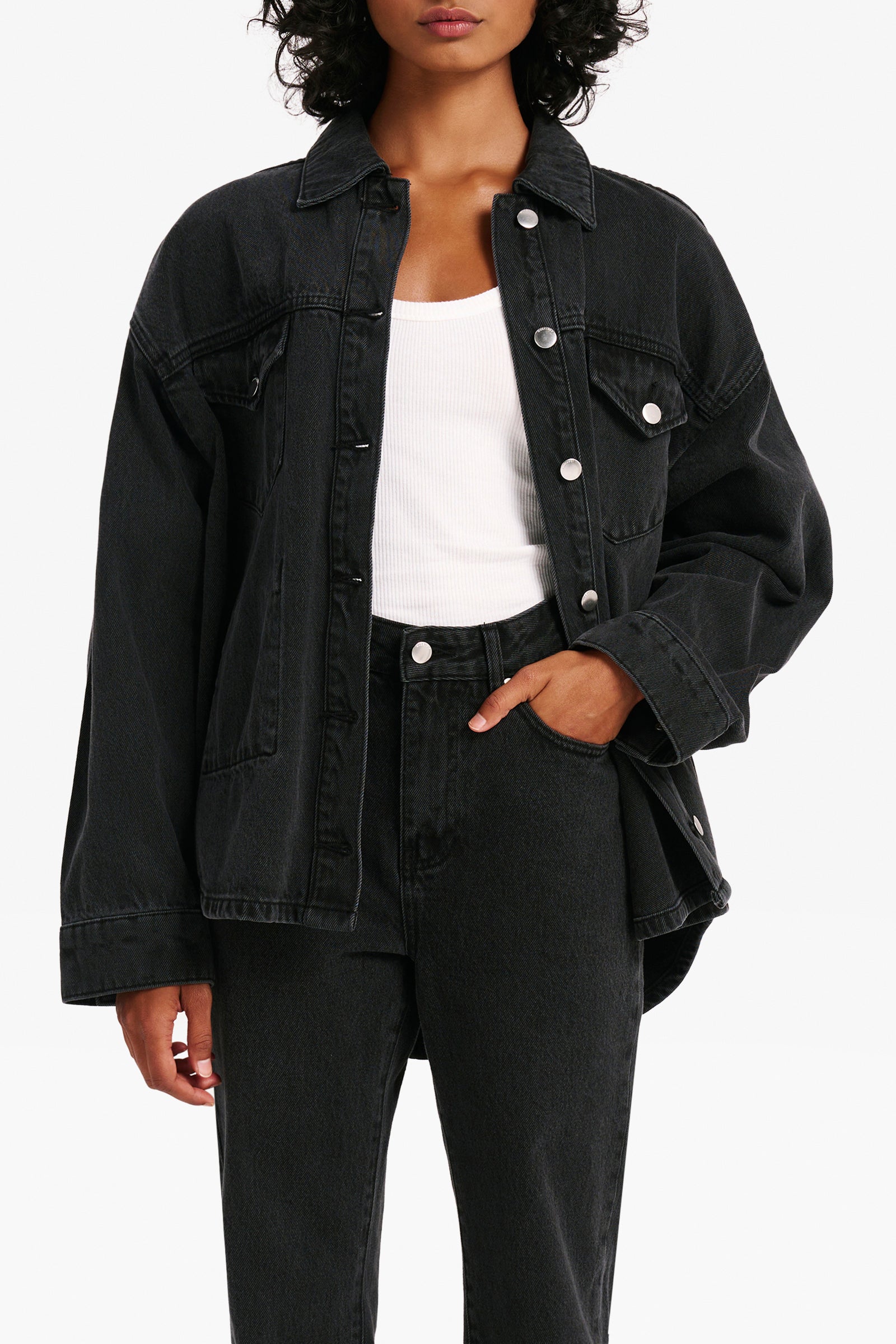 Nude Lucy Organic Denim Jacket Washed in Black