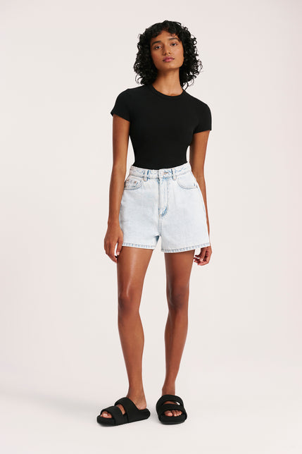 ORGANIC MOM SHORT-Bleach_Blue