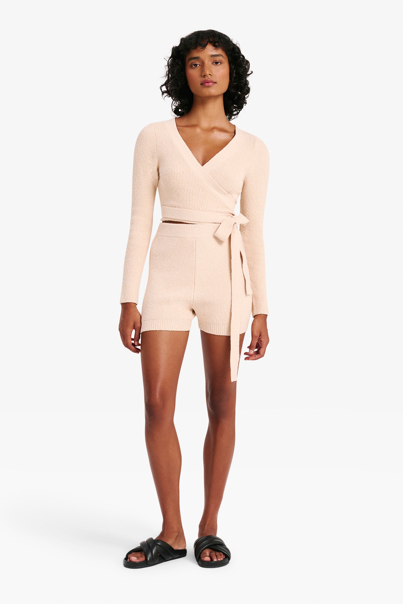 Nude Lucy Astro Knit Short in a Light Beige Oatmeal