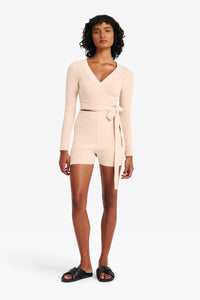 Nude Lucy Astro Knit Short in a Light Beige Oatmeal