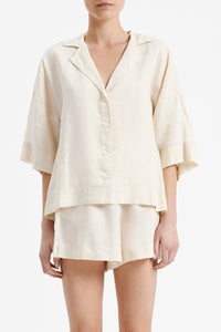 Nude Lucy Lounge Linen Shirt in White Cloud