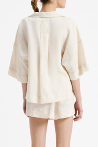 Nude Lucy Lounge Linen Shirt in White Cloud