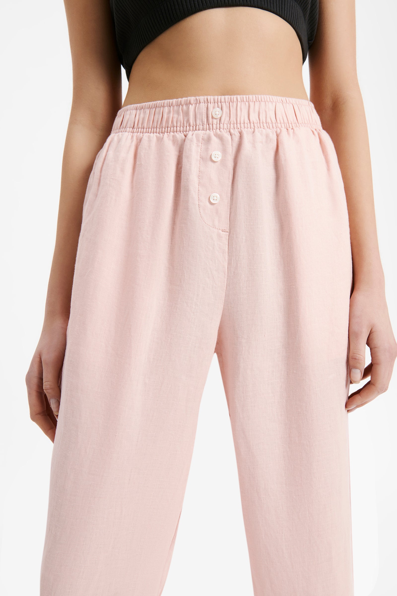 Nude Lucy Lounge Linen Pant In A Light Pink Guava Colour 