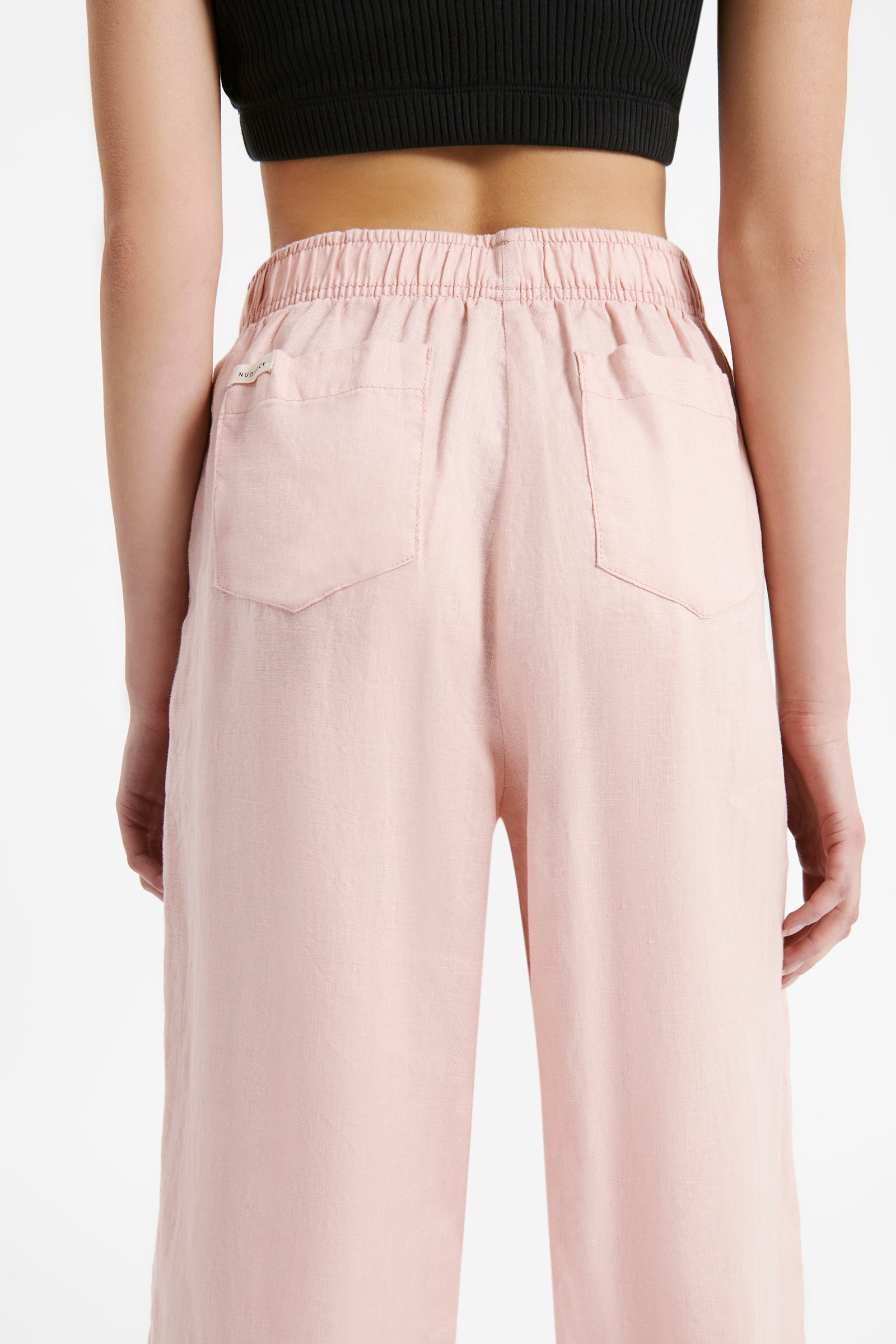 Nude Lucy Lounge Linen Pant In A Light Pink Guava Colour 