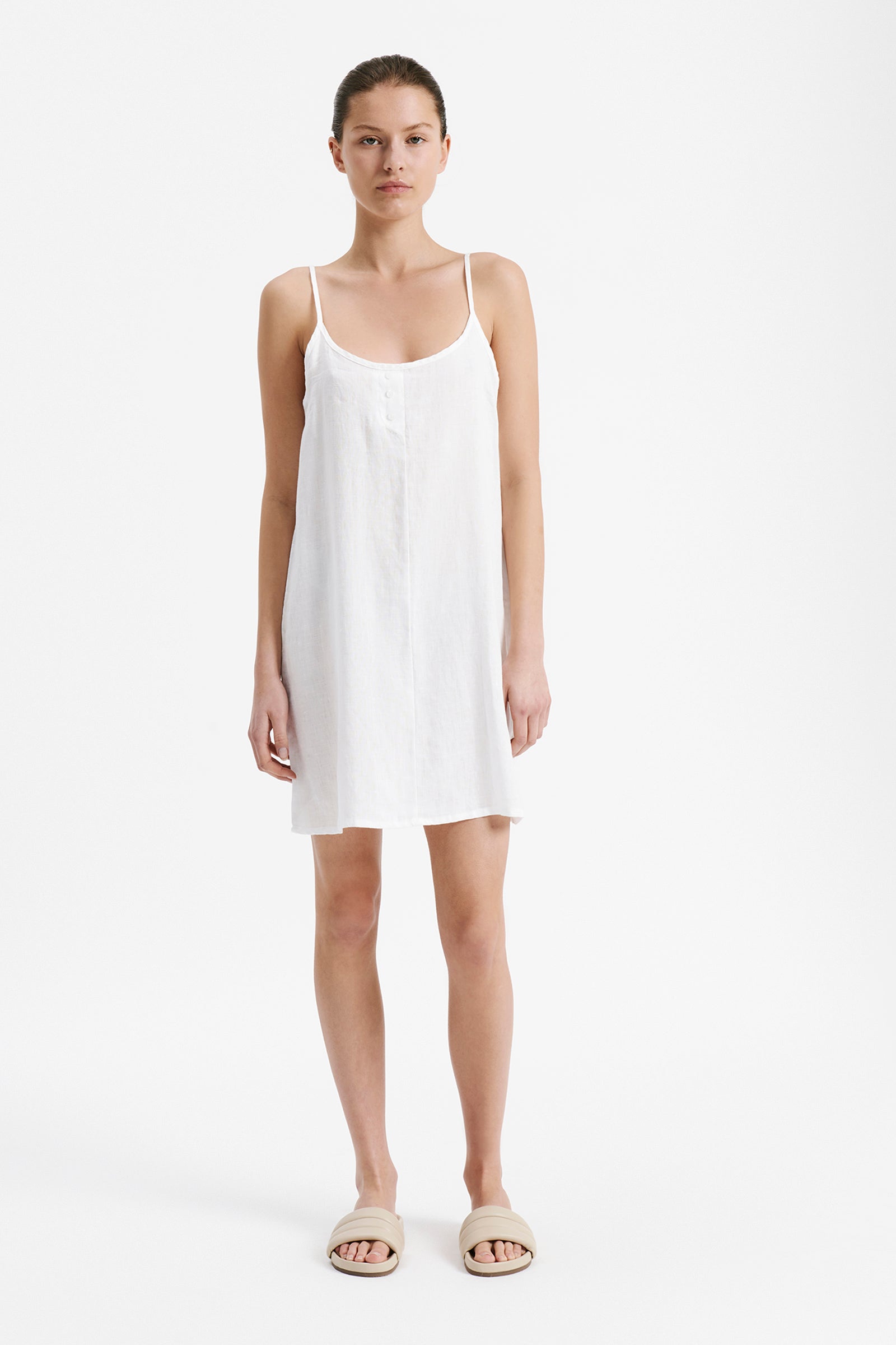 Nude Lucy Lounge Linen Dress In White 