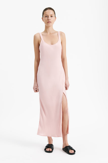 HARLOW CUPRO SLIP DRESS-Guava