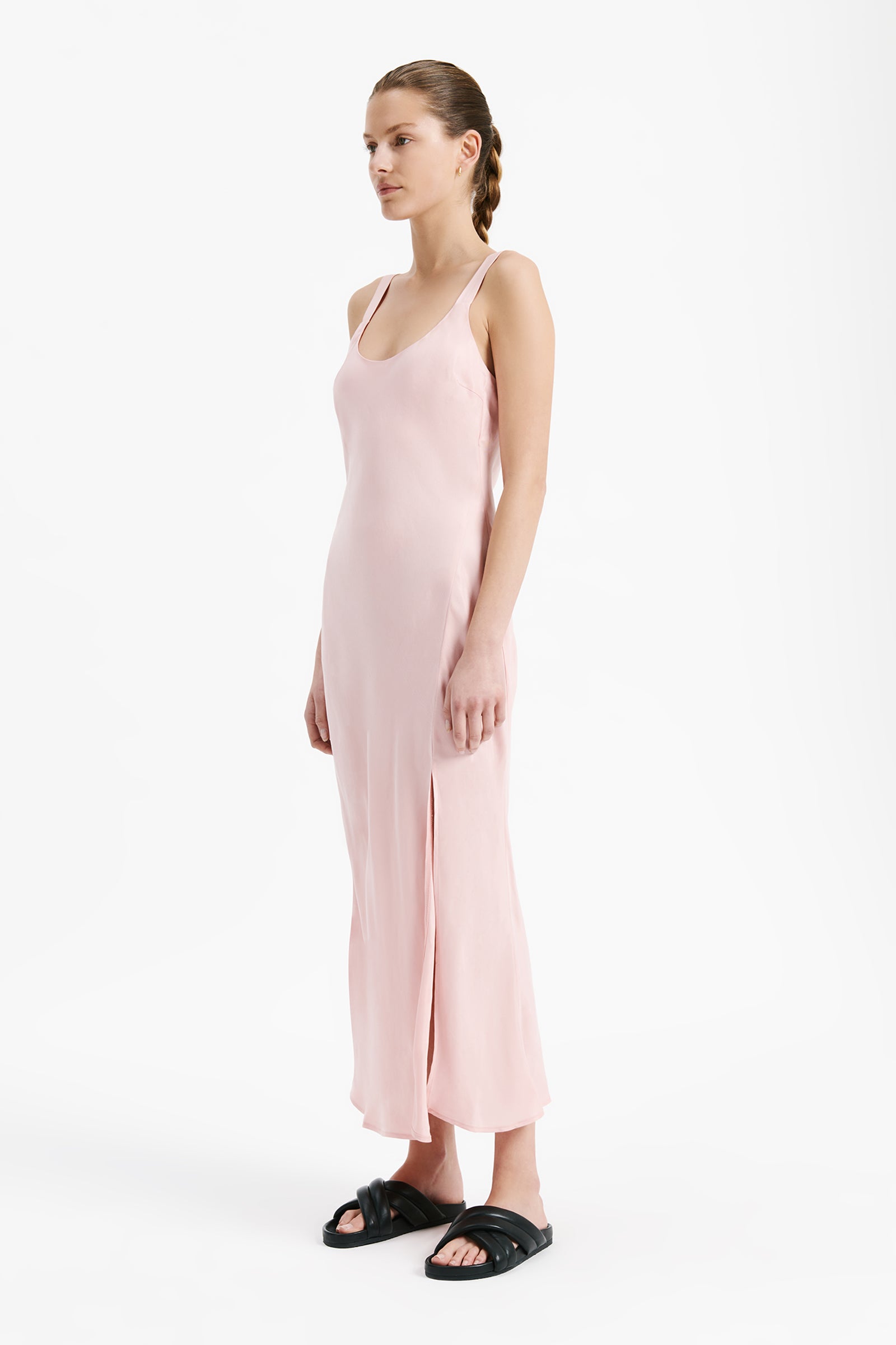 Nude Lucy Harlow Cupro Slip Dress in a Light Pink Guava Colour