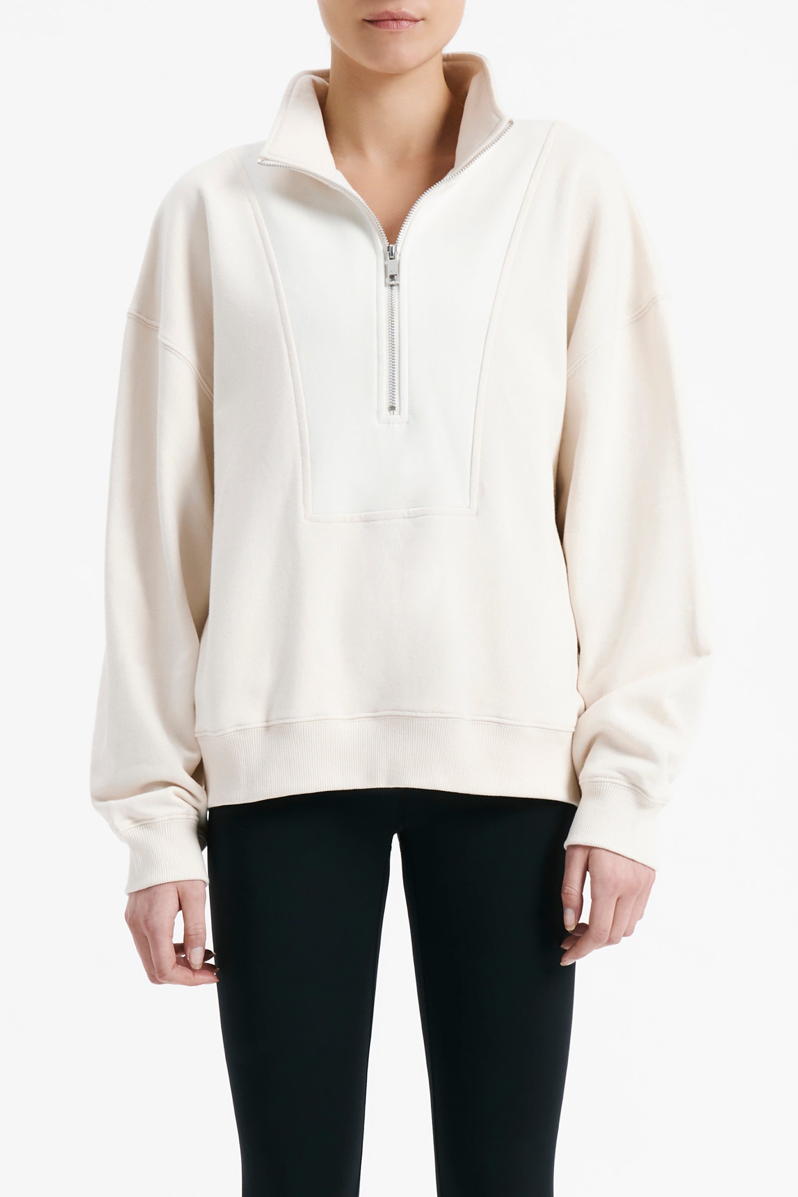 Nude Lucy Nude Active Contrast Zip Sweat In White Cloud 