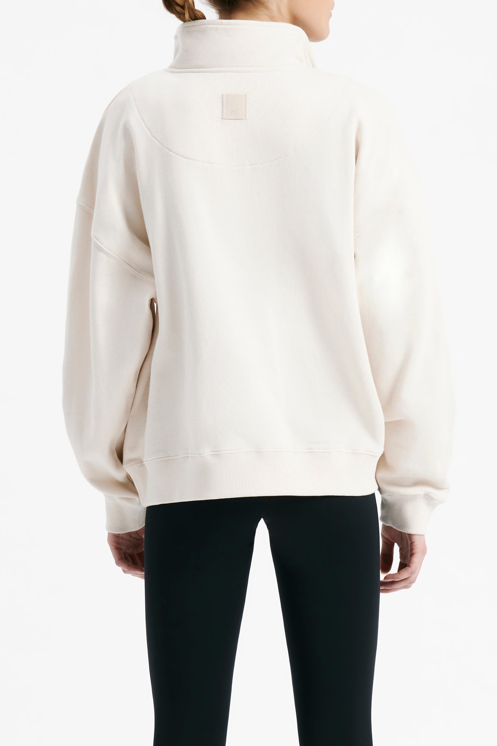 Nude Lucy Nude Active Contrast Zip Sweat In White Cloud 