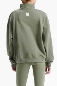 Nude Lucy Nude Active Quarter Zip Sweat In a Green Willow Colour