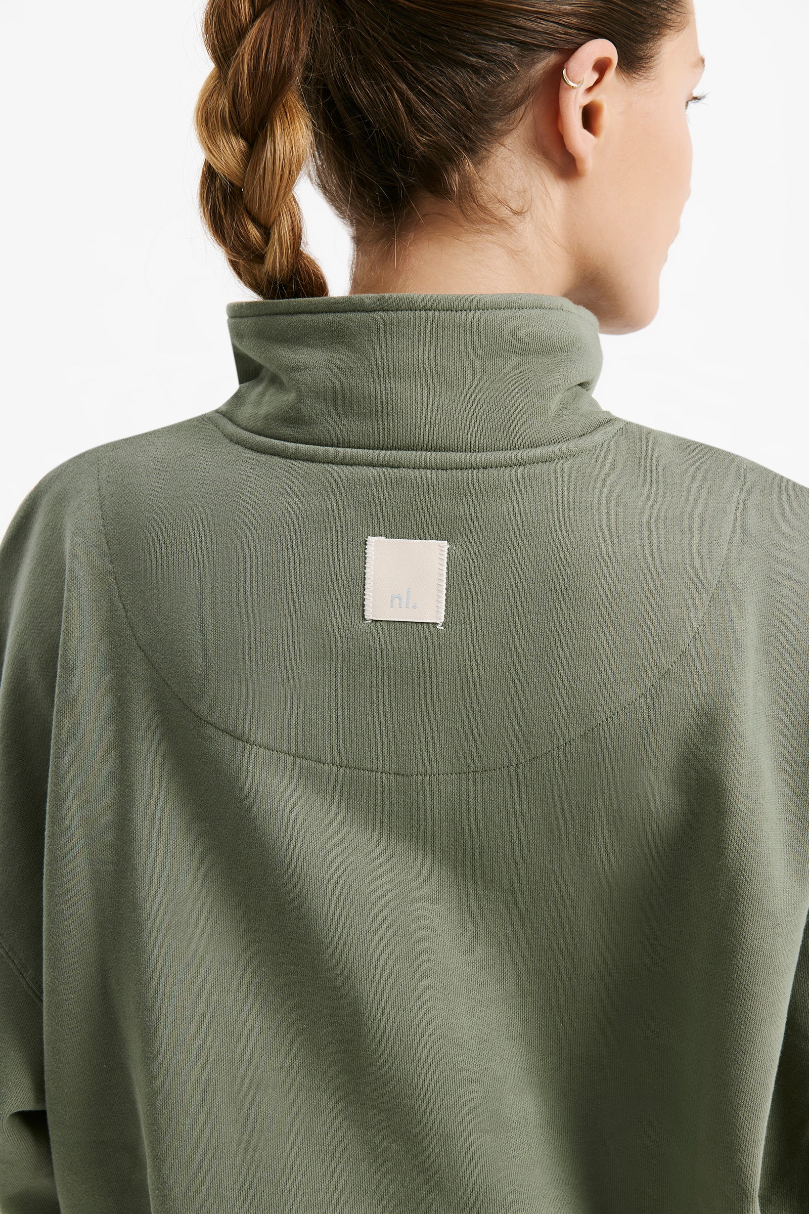 Nude Lucy Nude Active Quarter Zip Sweat In A Green Willow Colour 