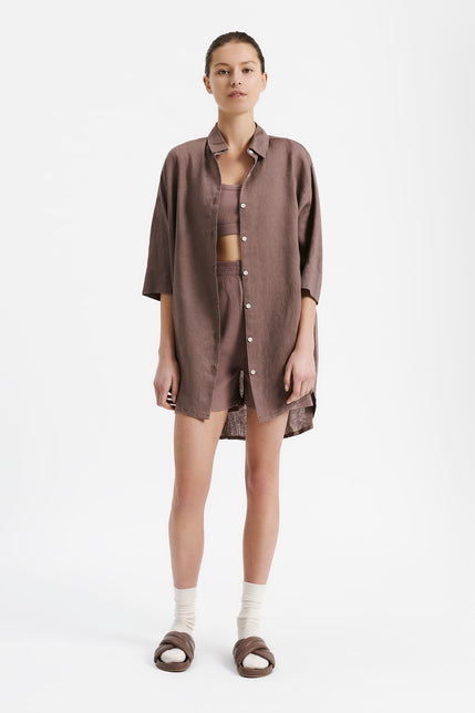 NUDE LOUNGE LONGLINE SHIRT-Soot