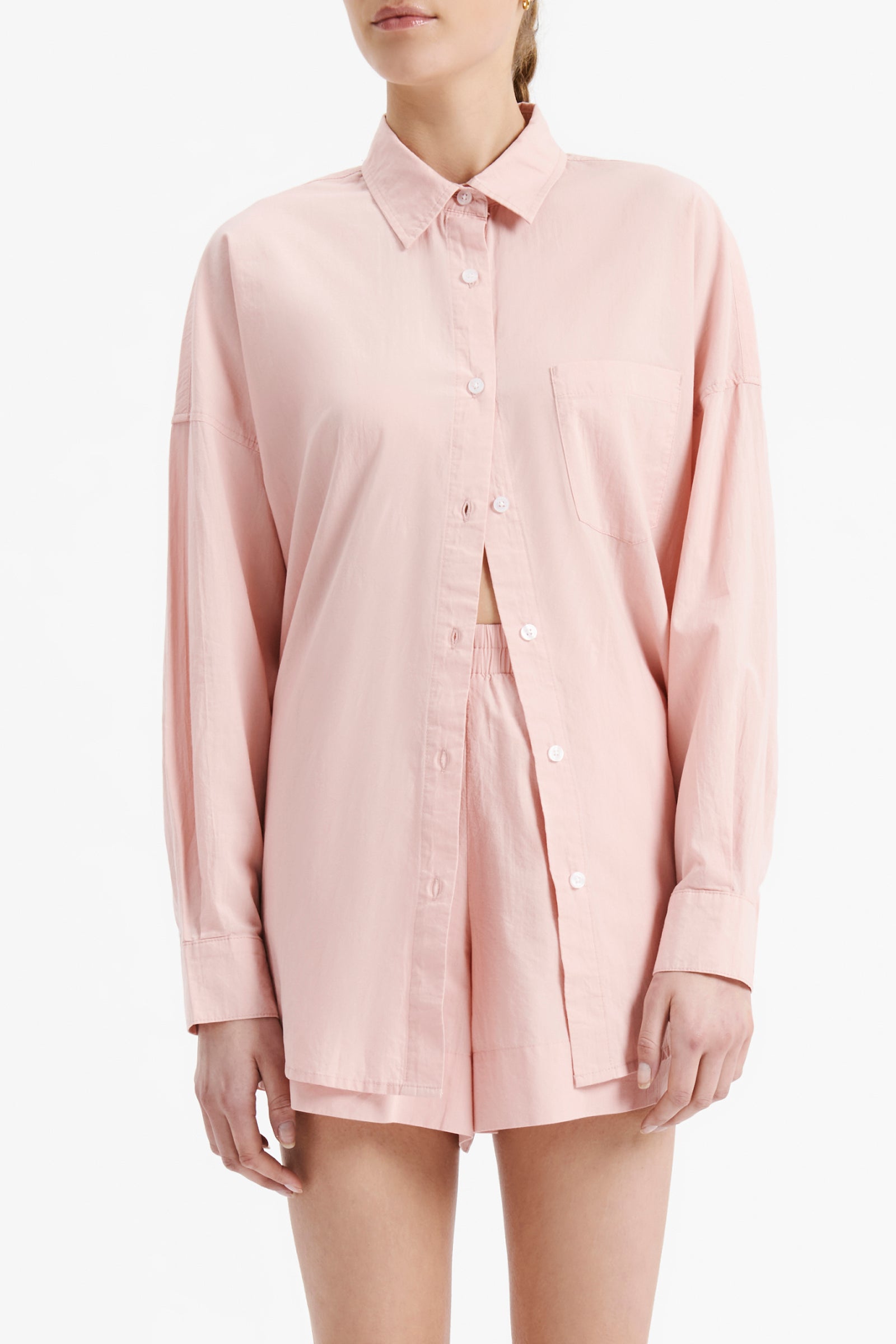 Nude Lucy Naya Washed Cotton Shirt In A Light Pink Guava Colour 