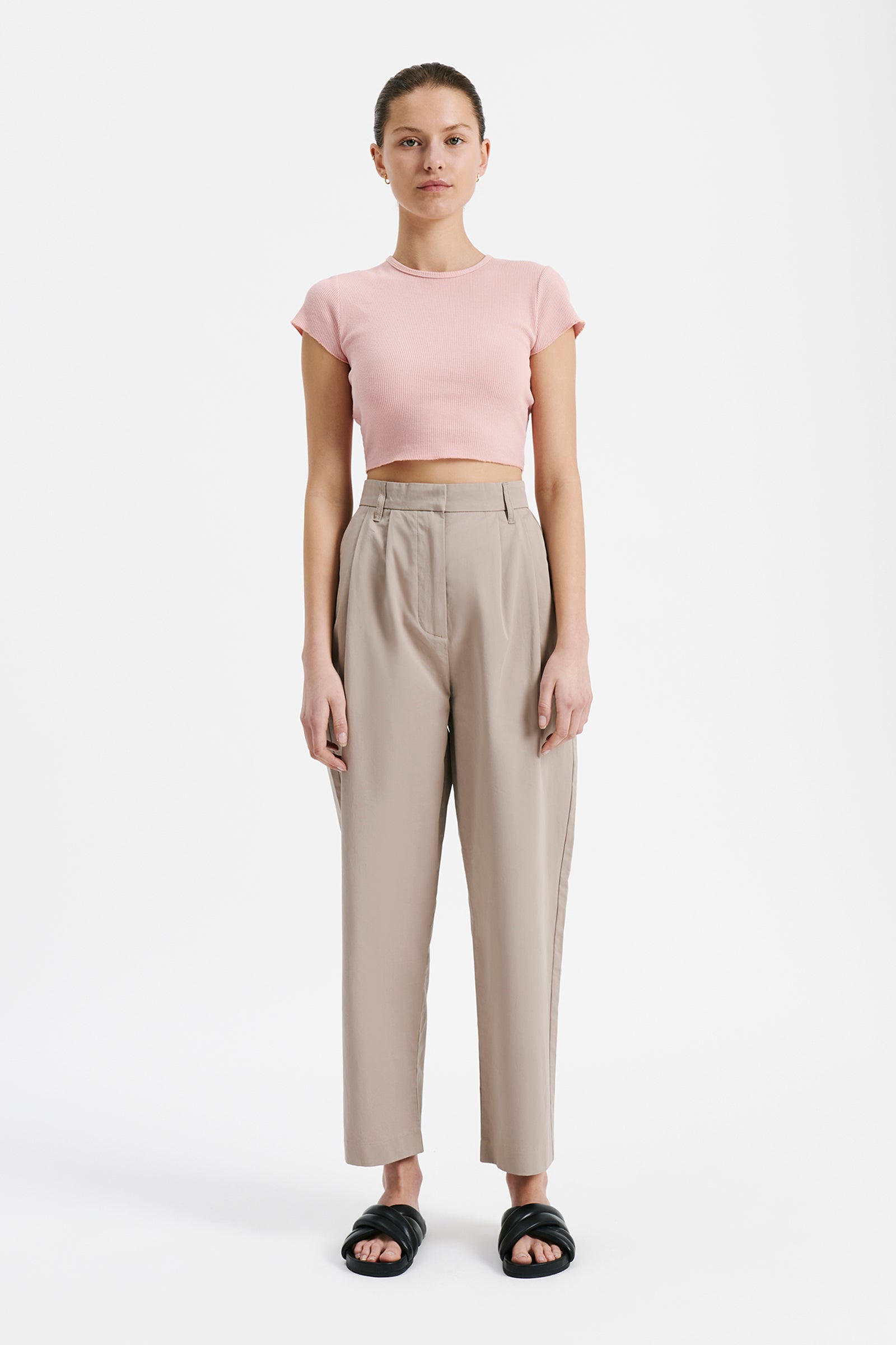 Nude Lucy Cameron Waffle Tee in a Light Pink Guava Colour
