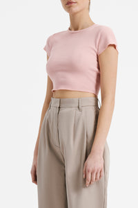 Nude Lucy Cameron Waffle Tee in a Light Pink Guava Colour