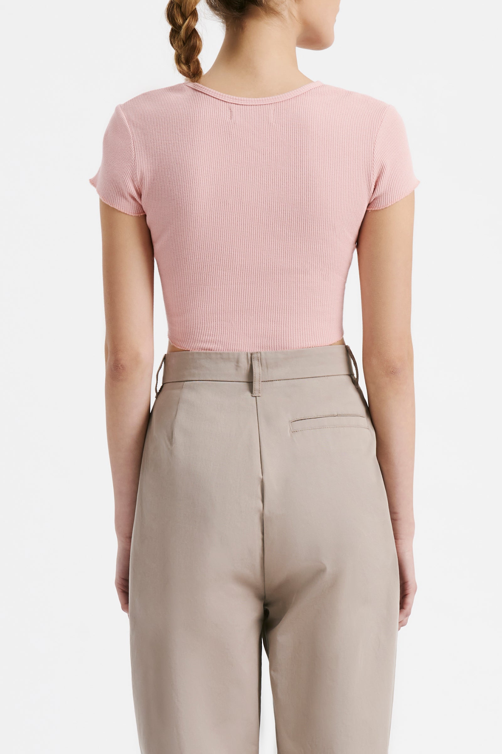 Nude Lucy Cameron Waffle Tee in a Light Pink Guava Colour
