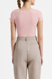 Nude Lucy Cameron Waffle Tee in a Light Pink Guava Colour