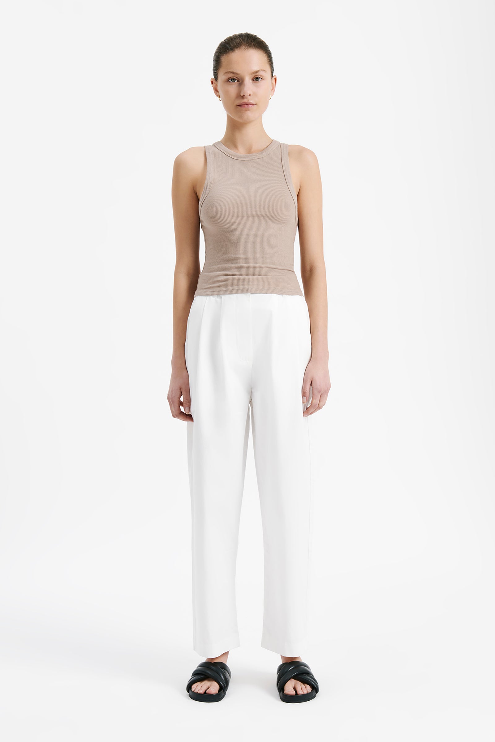 Nude Lucy Monroe Organic Rib Tank In A Light Brown Mink Colour 