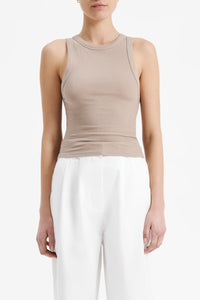 Nude Lucy Monroe Organic Rib Tank in a Light Brown Mink Colour