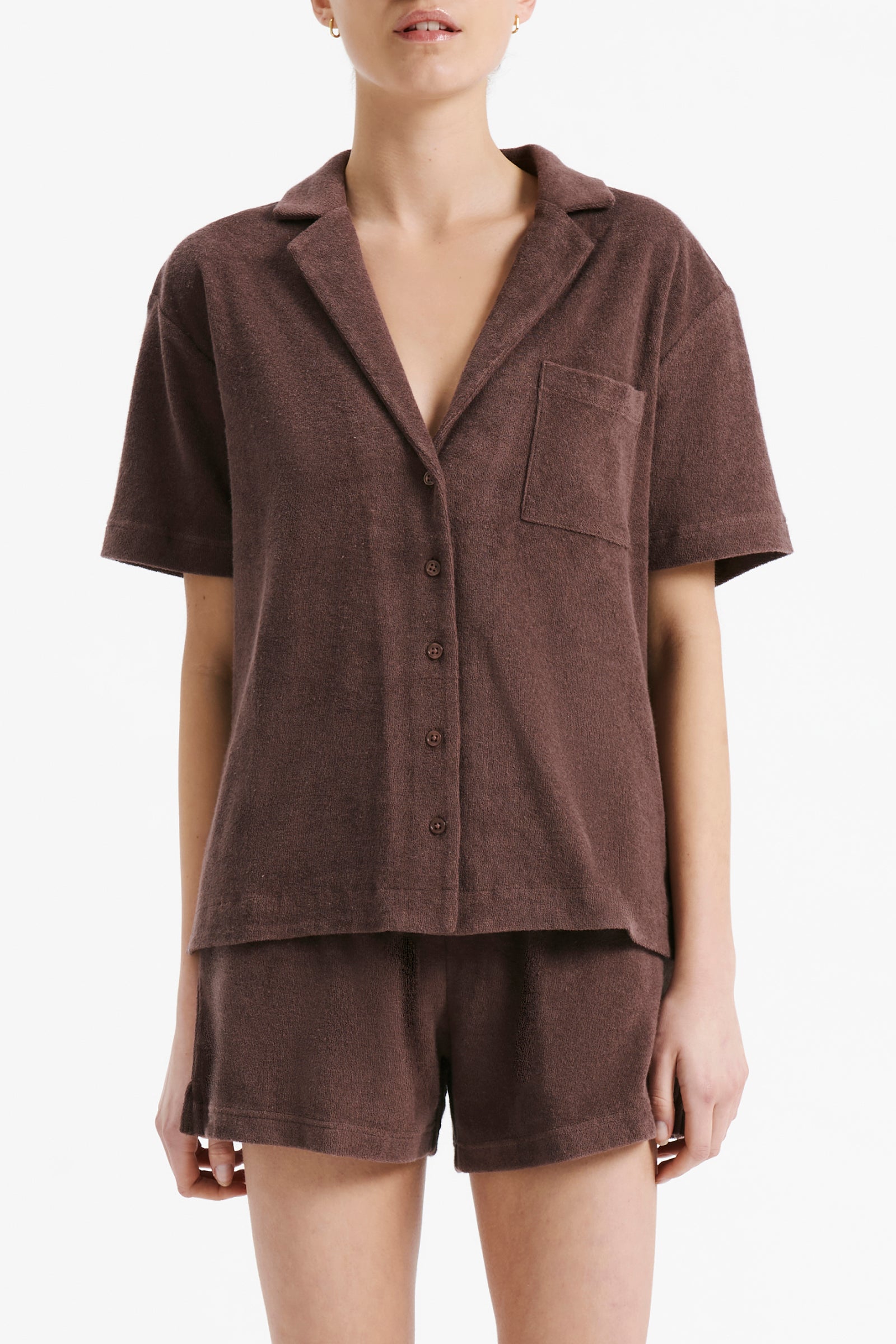 Nude Lucy Inka Terry Shirt In A Brown Chocolate Cacao Colour 